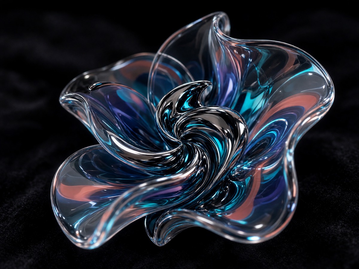 Liquid chrome flower with translucent iridescent petals generated with Grok Imagine Image V2.0