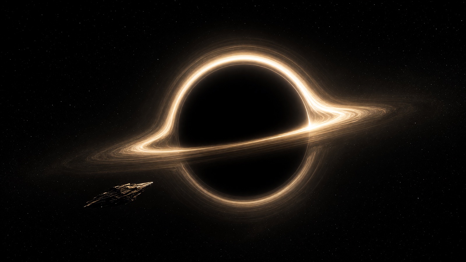Angular spacecraft crossing a luminous black hole generated with Grok Imagine Image V2.0 from an X-inspired prompt
